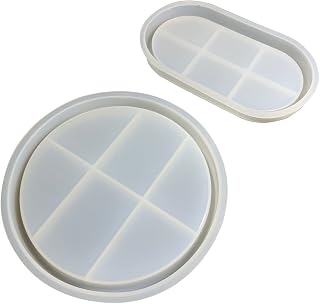 Round and Oval Silicone Tray Mold for Osilifen Silicone Planter Mold, 2pcs Soft Flexible Crystal Silicone Jewelry Dish Mold, Fruit Tray Mold