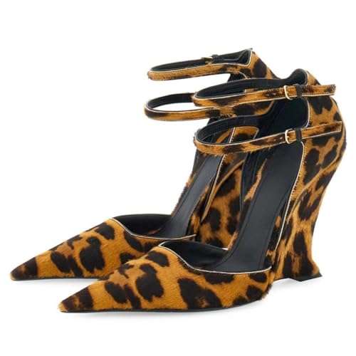 Patent Leather Ankle Strap Pumps Closed Pointed Toe Wedge High Heels Sandals For Women,Women's Buckle Strap Double Button Strap Wedge Heels Pumps Spring Fashion Wedding Bride Shoes2