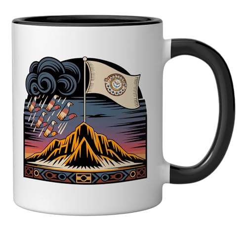 Taza cerámica Zuni Tribe Flag blanco y negro miniatura 2