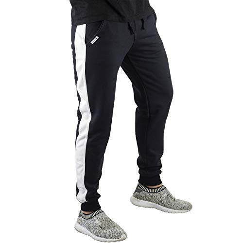 Calça Jogger Masculina Street Calça Moletom Skinny Com Faixa Lateral (Preto, M (40/42))