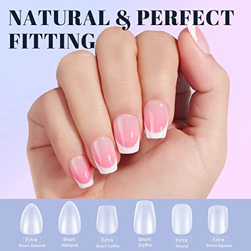 Ejiubas Extra Short Coffin Nail Tips Solid Nail Glue #TOP6