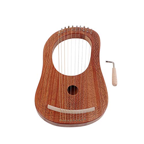 Alnicov Lyre Harp 10 Saiten Harfe Tragbare kleine Harfe mit Stimmschlüssel für Saitenmusikinstrument Stabile Klangqualität Harfe