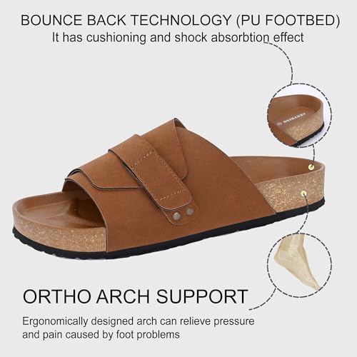 Image of Centrino Mens Cushion Sliders /Slippers| | Open Toe Design |Berkin-Style Slip-On Sandals | Lightweight & Comfortable | Arch Support | On-Grip Sole | Casual Outdoor Wear (6865)
