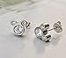 Mouse Stud Earrrings 925 Silver Sparkling Mini Mouse with Fashion Cubic Zirconia for Women Birthday Gift