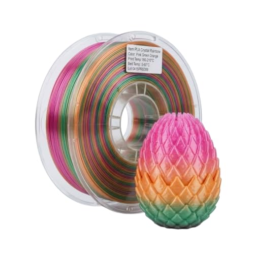 PLA Rainbow 3D Printing Filament, Triple Colors Coextrusion Silk PLA Filament 1.75mm +/-0.02mm Crystal Color Change 3D P