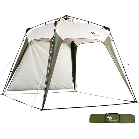 Mobihome 8.2'x8.2' Pop Up Canopy Tent Easy One Person Setup Instant Outdoor Beach Canopy Folding Portable Sports Shelter with 1 Sidewall - Olive Cover