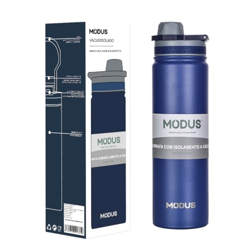 MODUS Garrafa de Água Térmica Inox Esportiva Academia Isolada a Vácuo Aço Inox 750ML (Azul Profundo)