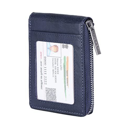 Image of WildHorn RFID Protected Leather Wallet for Men,Navy Blue