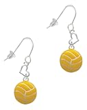 Silvertone Large Water Polo Ball Small Heart French Earrings