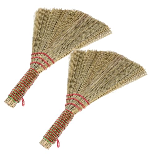 NOLITOY 2pcs Soft Miscanthus Grass Whisk Handheld Broom Small Table Sweeper for Kitchen Office Desks and Indoor Dust Removal Flexible Brush for Efficient Counter Cleaning