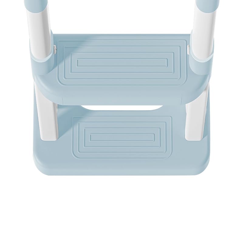 Reducteur Toilette Enfant avec Marche, Stabiliser Rehausseur avec Structures Triangulaires, Adaptateur Toilette Enfant avec Coussin,Pot toilette pour bébé, Antidérapant et Pliable,PVC (bleu)