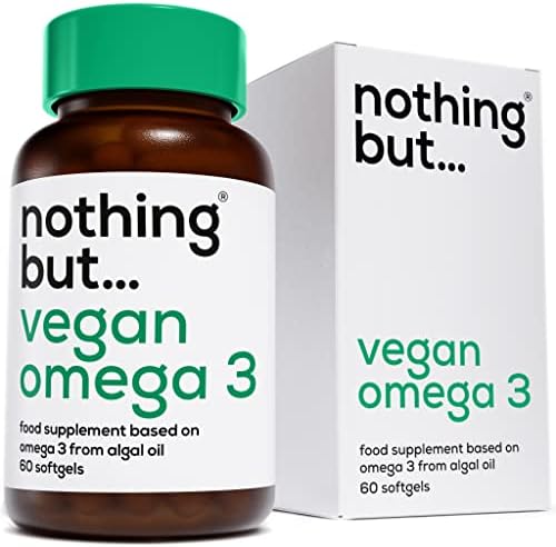 Vegan Omega 3 from Algae 1000mg - High Strength Omega 3 from Sustainable Algal Oil and Vitamin E, DHA and DPA Fatty Acids - Supports Bones, Eyes, Heart, Brain and Joint Health - 60 Softgels