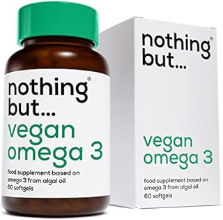 Vegan Omega 3 from Algae 1000mg - High Strength Omega 3 from Sustainable Algal Oil and Vitamin E, DHA and DPA Fatty Acids - Supports Bones, Eyes, Heart, Brain and Joint Health - 60 Softgels