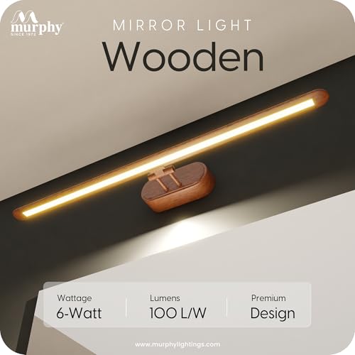 Image of Murphy 6W 3-in-1 Color Chnaging Wooden Finish LED Mirror Picture Wall Light,Bathroom Vanity Led Mirror Light with 2 Year Warranty (Cool White /Warm White /Natural White)-Pack of 1