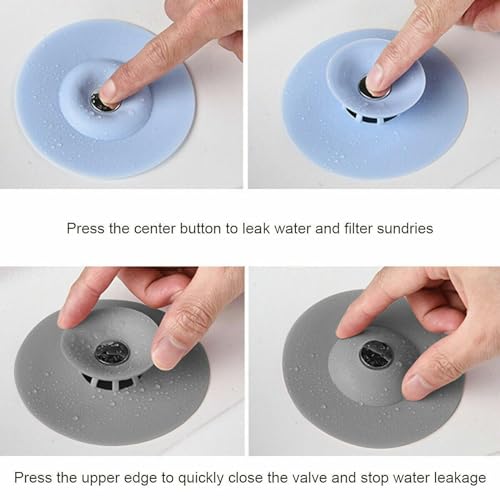 Image of Shower Drain Hair Catcher,Hair Catcher for Shower Drain Press Type Drain Filter,Sink Strainer Protector for Bathroom,Bathtub,Kitchen, and Clean (Pack of 3)