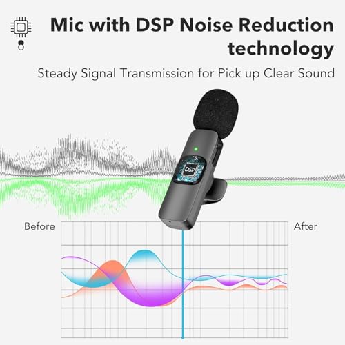 Image of BOVTY Omnidirectional Lavalier Wireless Microphone for Type-C Android & iPhones, Noise Reduction Lapel Mic for Youtubers, Video Recording, Facebook Live, and Streaming.. (Black)