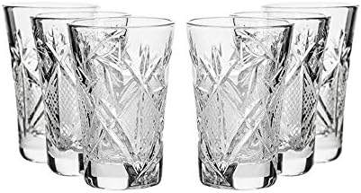 SET of 6 Russian CUT Crystal Shot Glasses 35ml Hand Made
