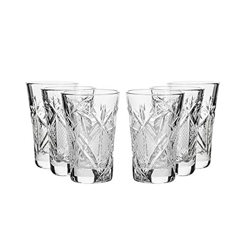Set Of 6 Russian Cut Crystal Shot Glasses 35Ml Hand Made #TOP1