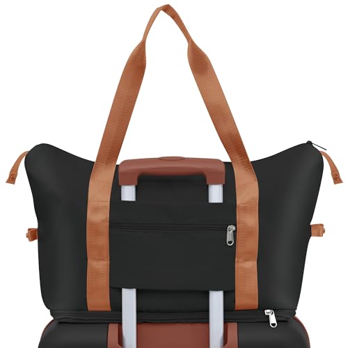 Luggage Sets 4 Piece, ABS Durable Suitcase with Travel Bag, Carry On Luggage Suitcase Set with 360° Spinner Wheels, ivory and brown (Black+Brown)3