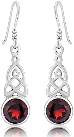 DTPsilver® 925 Sterling Silver Drop/Dangle Hooks Earrings - Trinity Knot - Celtic Collection - Various Natural Gemstones