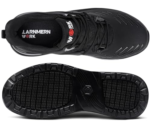 Image of LARNMERN Waterproof Steel Toe Work Non Slip Shoes Men | Safety Lightweight Comfortable Water Resistant Indestructible Construction Tennis Sneakers