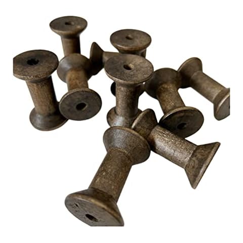 Autupy 10 pcs Wooden Empty Spools,1.9"x 1.2" Wood Spools Empty Craft Spools Natural Wire Weaving Bobbins Cover