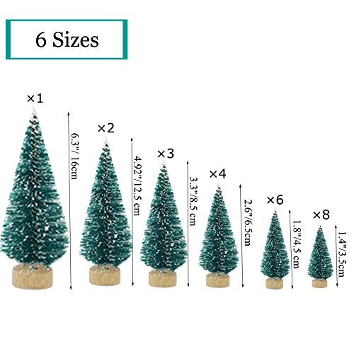 Orgrimmar 24 Pcs Mini Christmas Trees Artificial Sisal Trees Snow Frost Ornaments Bottle Brush Trees With Wooden Bases For Christmas Home Party Decoration, 6 Sizes  #TOP2