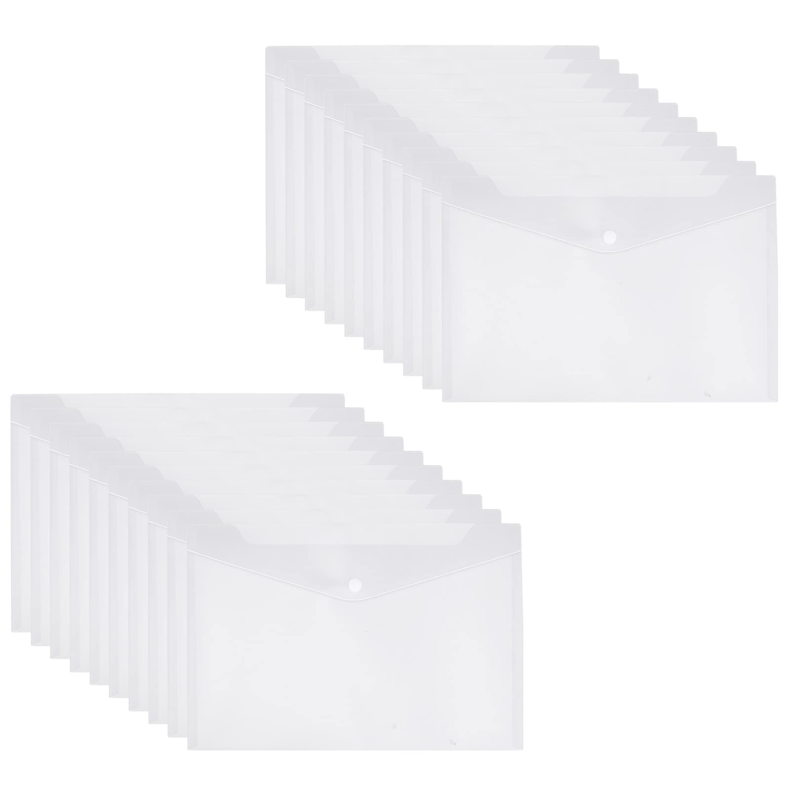 Lot De 20 Pochettes Document A4 – Classeur Plastique Avec étiquette Et Bouton-pression – 5 Couleurs – Pour Rangement Bureau, école, Contrats, Factures