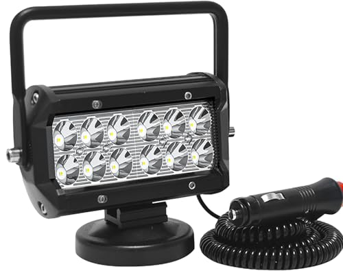Willpower Barre lumineuse de travail LED 36W avec support de base magnétique et prise allume-cigare 7 pouces faisceau d'inondation portable pour 4x4 voiture...
