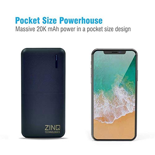 Image of Zinq Technologies 20000mAH Li-Polymer Power Bank with PD, QC 3.0 and 1.5 m Micro USB Cable