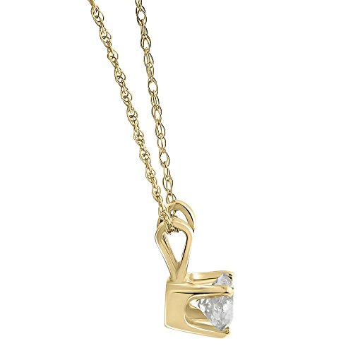 14k White or Yellow Gold 1/3 Ct Diamond Round-Cut Natural Solitaire Pendant Women's 18" 14k Gold Chain Necklace2