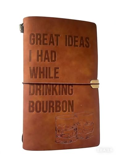 Carnet de notes en cuir véritable marron reliure bourbon 140 pages A6