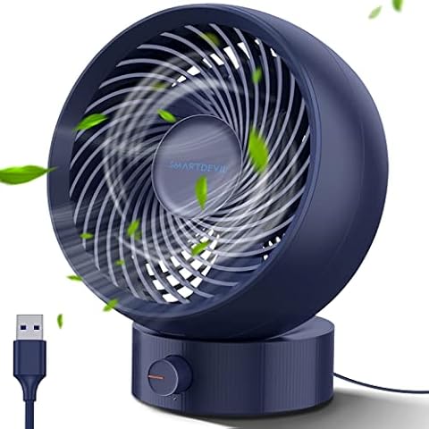 SMARTDEVIL USB Desk Fan, Small Personal Desktop Table Fan with Strong Wind, Quiet Operation Portable Mini Fan for Home Office Bedroom Table and Desktop (Navy Blue) Cover