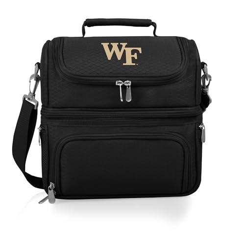 PICNIC TIME NCAA Wake Forest Demon Deacons Pranzo Lunch Bag - Insulated Lunch Box with Picnic Set - Lunch Cooler Bag
