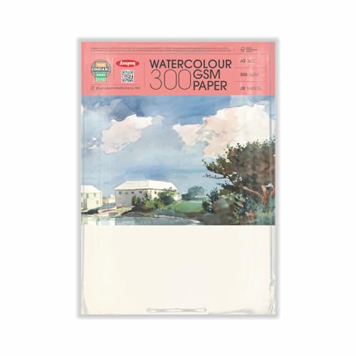 Anupam Professional Watercolour Paper | A5 (21X15CM) 300 GSM Cold Pressed Paper | 20 Sheets | Ideal for Artist, Professional Drawing, Painting Dry & Wet, Fine Art, School, Students, Watercolor (B0D9KD8RRB) Amazon Price History, Amazon Price Tracker