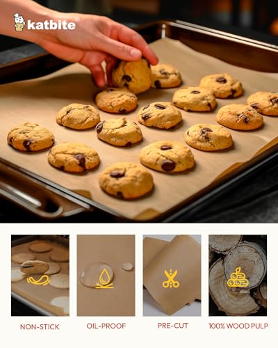 Image of Katbite 350Pcs 9x13 In Parchment Paper Sheets, Heavy Duty Unbleached Baking Paper, Non-stick & Oil Proof for Oven, Air Fryer, Grilling, Steaming and Cooking Bread