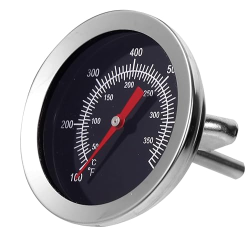 OPAX51 Termómetro Inoxidable para Horno, Barbacoa y Cocina, Rango 38-371°C, Esfera de 5,3 cm, Color Negro y Plateado 51CH147