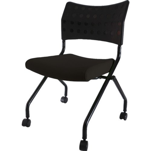 TRUSCO(トラスコ) スタッキングチェア キャスター付 ブラック TSCC2NBK