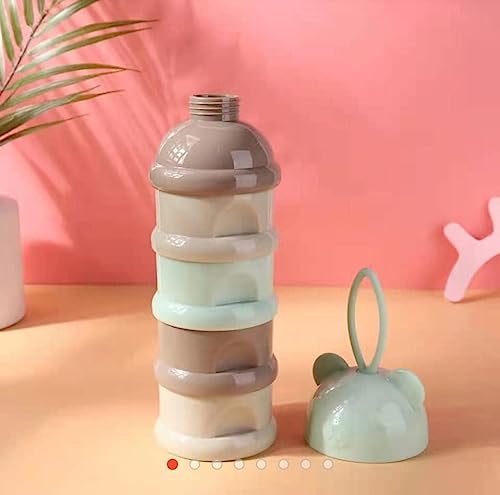 Image of Mini Baby 4 Layers Bear Style Portable Food Grade Material Food Storage Box Toddle Snacks Box Baby Milk Powder Container(blue))