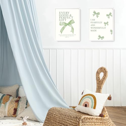 Image of LARTSFRO Coquette Sage Green Bow Wall Art Decor Posters, Sage Green Bow Room Bedroom Bathroom Wall Art Decor Aesthetic for Teen Girls Gifts, Inspirational Bible Verses Bow Wall Decor, 12x16 Inch Set of 4 Bow Pictures Unframed