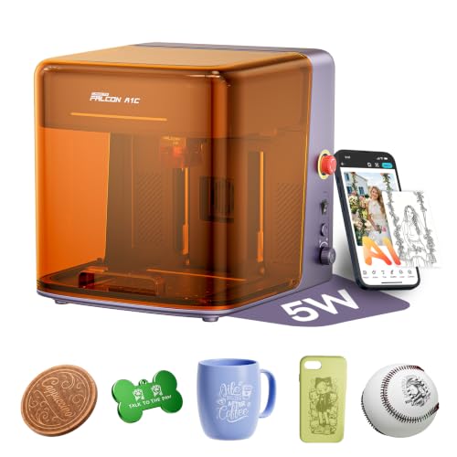 Creality Falcon A1C 5W AI Laser Engraver with AI Camera Interchangeable Laser Platform Class 1 Laser Engraving Machine with Auto Focus 0.1mm Positioning 15 000mm/min for Wood Leather &DIY Crafts