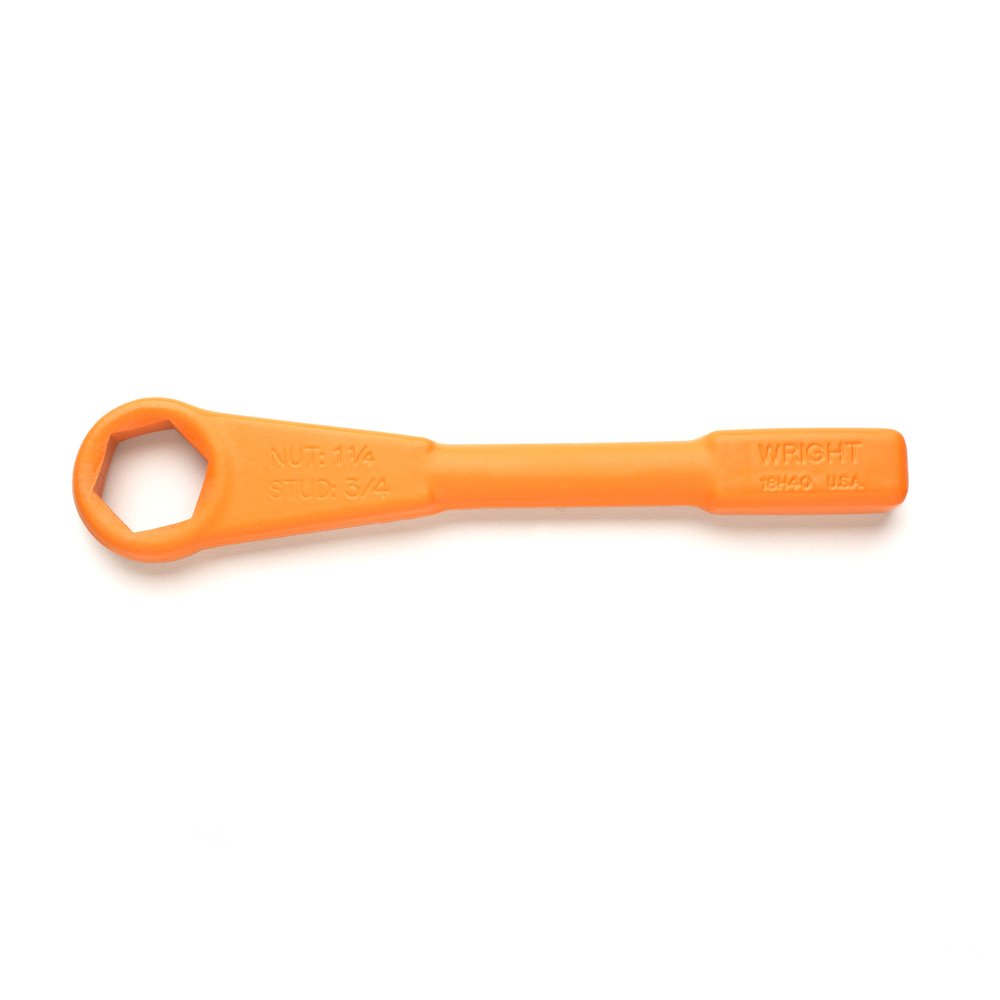 Wright Tool 18H40 6 Point, Straight Handle Striking Face Box Wrench with Orange Finish, 1-1/4