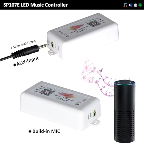 Image of 2 Pack SP107E LED Controller -Music Sync for WS2812B /Ws2811 /SK6812 IC Strips & LED Pixel Matrix Panel, Smart App Control, 16 Million Colors, Commercial /Home Lighting