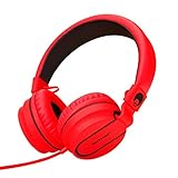 Rockpapa 950 Stereo Lightweight Foldable Headphones Adjustable Headband with Microphone 3.5mm for Cellphones Smartphones Tablets Laptop Computer Mp3/4 DVD Black Red