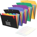 5 Pack 7 Pocket Accordian File Organizer, Expanding File Folder with Labels, Plastic Expandable File Folder...