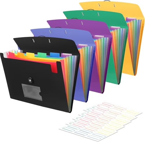 5 Pack 7 Pocket Accordion File Organizer