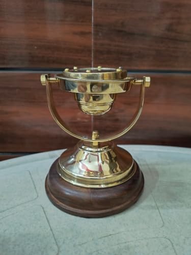 Brújula vintage de latón con soporte de 5 pulgadas miniatura 4