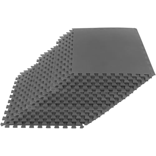 Image of EVA Foam Mat Tiles 18-Pack - 72 SQ FT of Interlocking Padding for Garage, Playroom, or Gym Flooring - Exercise Mat or Baby Playmat by Stalwart (Gray)