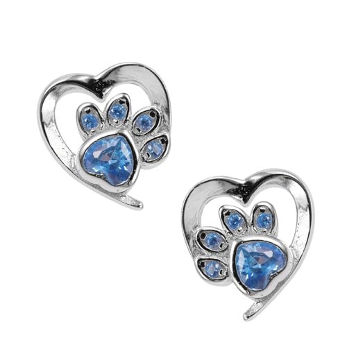 Boucles d'oreilles griffes de chat argent 925 femme zircone bleue cœur mode