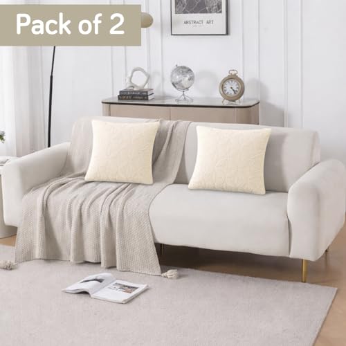 Image of HOKIPO 100% Leakproof Quilted Cushion Cover for Sofa 16x16 Inches, Set of 2, Bisque Beige (AR-6280-BGE*2)